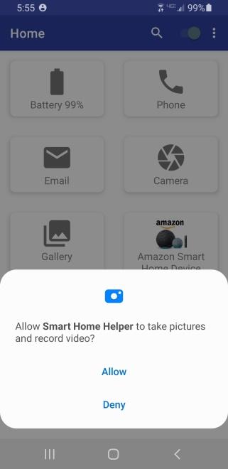 Android permissions screen