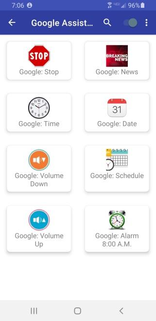Google buttons Grid Layout Screen