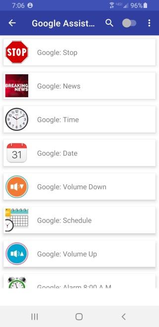 Google buttons List Layout Screen