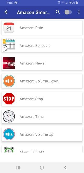 Amazon buttons List Layout Screen